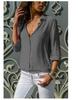 Camicetta da Donna Estiva a Maniche Lunghe con Scollo a V Profondo in Chiffon