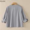 ZANZEA Women Casual Round Neck Solid Color Loose 3/4 Sleeve Blouse