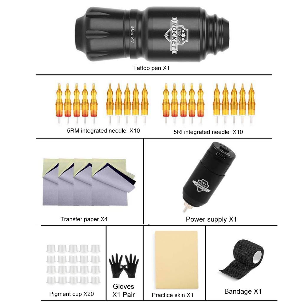 Tattoo Maschine Kit Rotary Motor Tattoo Stift Tattoo Netzteil 5RM5RL Integrierte Nadel Transfer