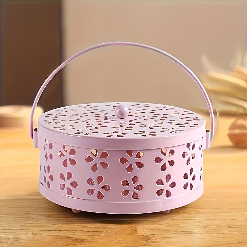 

Металлический держатель для спирали от комаров в винтажном стиле с ручкой - Портативная железная подставка для благовоний для домашнего и уличного декора розовый