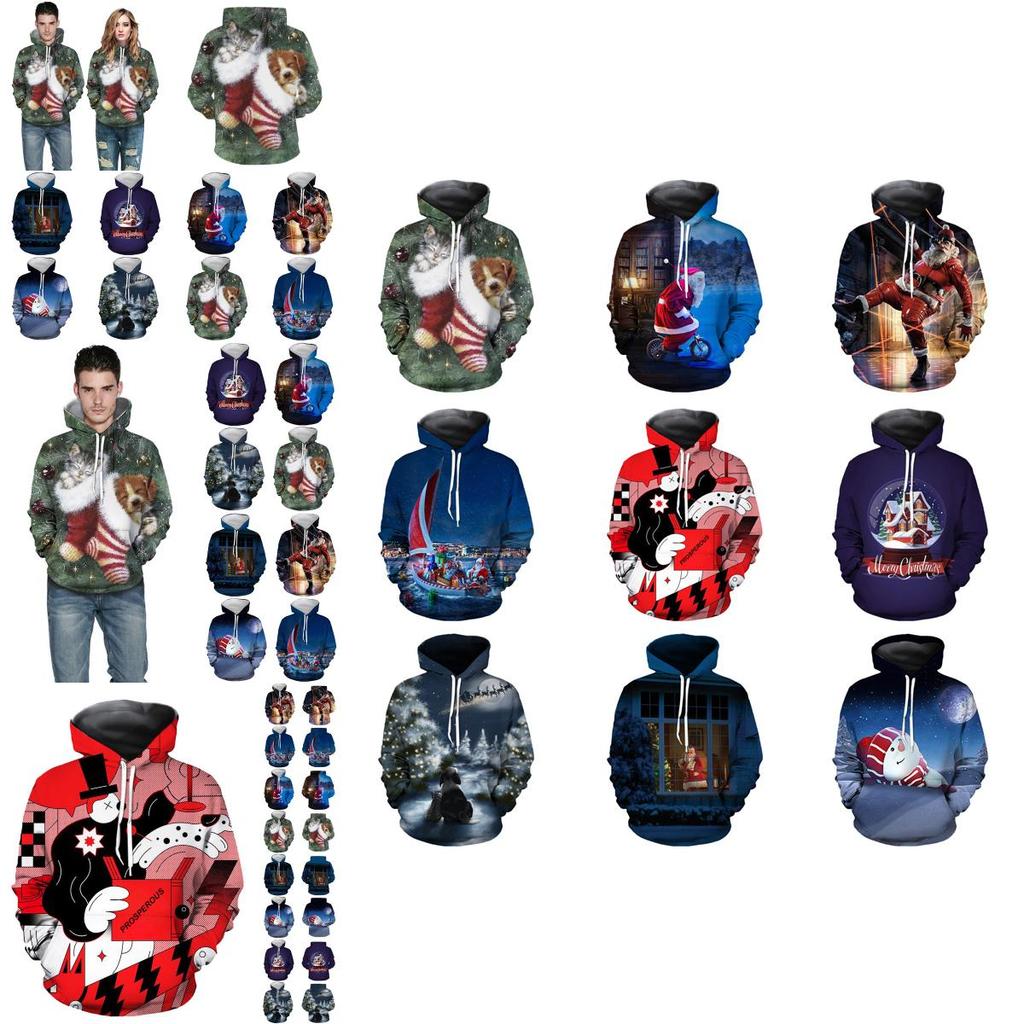 Cozy Soft Mens Womens Christmas 3d Ugly Hoodie Sweater Pullover For Xmas Parties