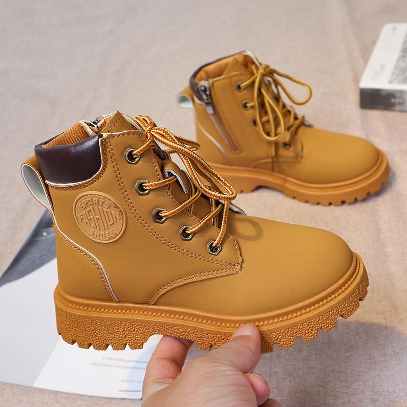Spring and Autumn Children's Martin Boots Boys' Boots Girls' Non-slip Single Shoes Autumn and Winter Fleece Thickened Snow Boots Winter