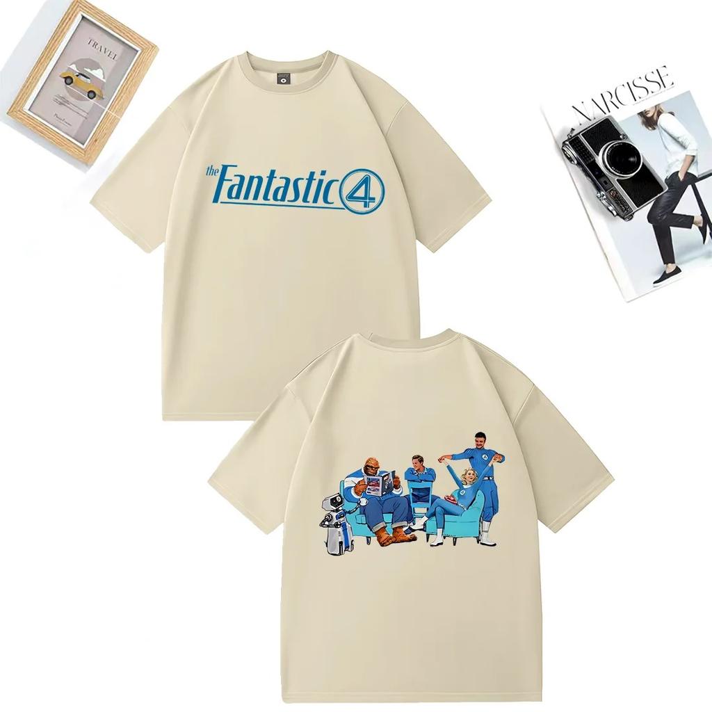 The Fantastic Four First Steps Graphics T Shirt Men Women's Street Hip Hop Vintage Oversized Cotton Short Sleeve O-Neck T Shirts
