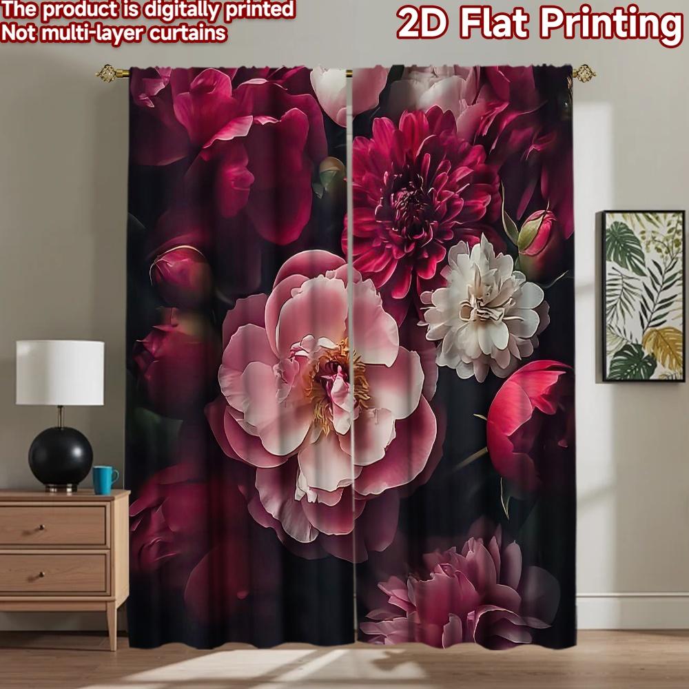 2D flat Photography Backdrop Photography Backdrop Colorful Blooms on Dark 100% Polyester Party Decorations Use for Photo