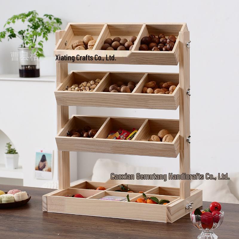 Adjustable Solid Wood Multi-Layer Snack & Toy Storage Shelf