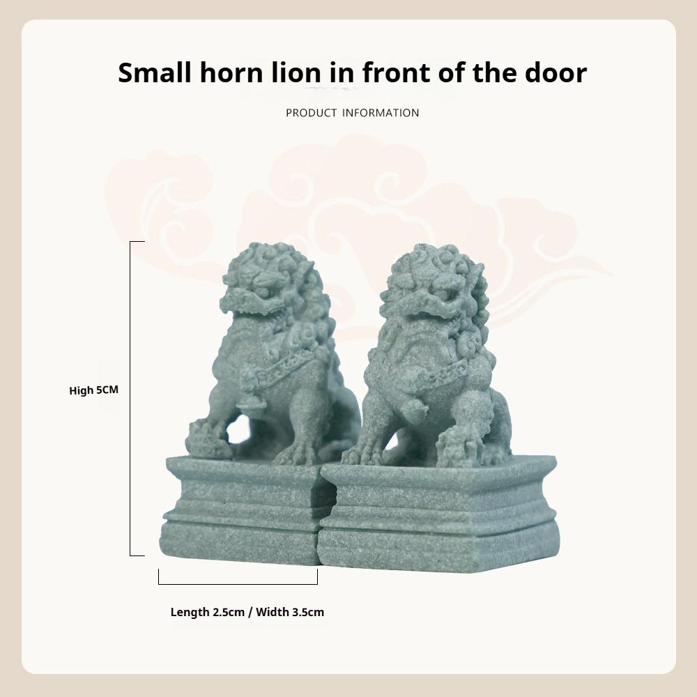 

Blue Sandstone Lion Ornaments, Traditional Stone - Carved Auspicious Beasts, Multi - Size Tea Pet Desktop Decor