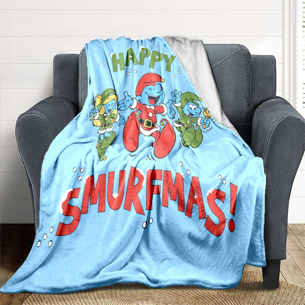 The Smurfs Flannel Blanket, High quality Comfortable for All Seasons, Home Decor, Warmth and Comfort