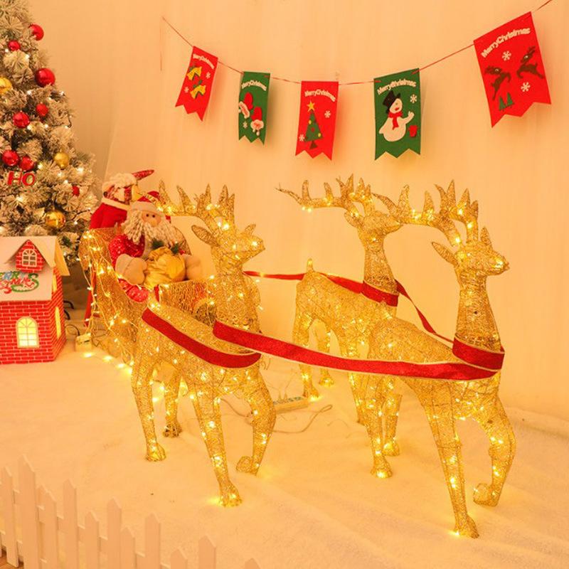 Christmas Elk Decoration Christmas Outdoor Decorations Xmas Deer Yard Lights Decor for Yard Garden Lawn Champagne Buck