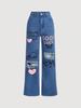 Big Kids Graffiti Wide-Leg Retro Streetwear Jeans