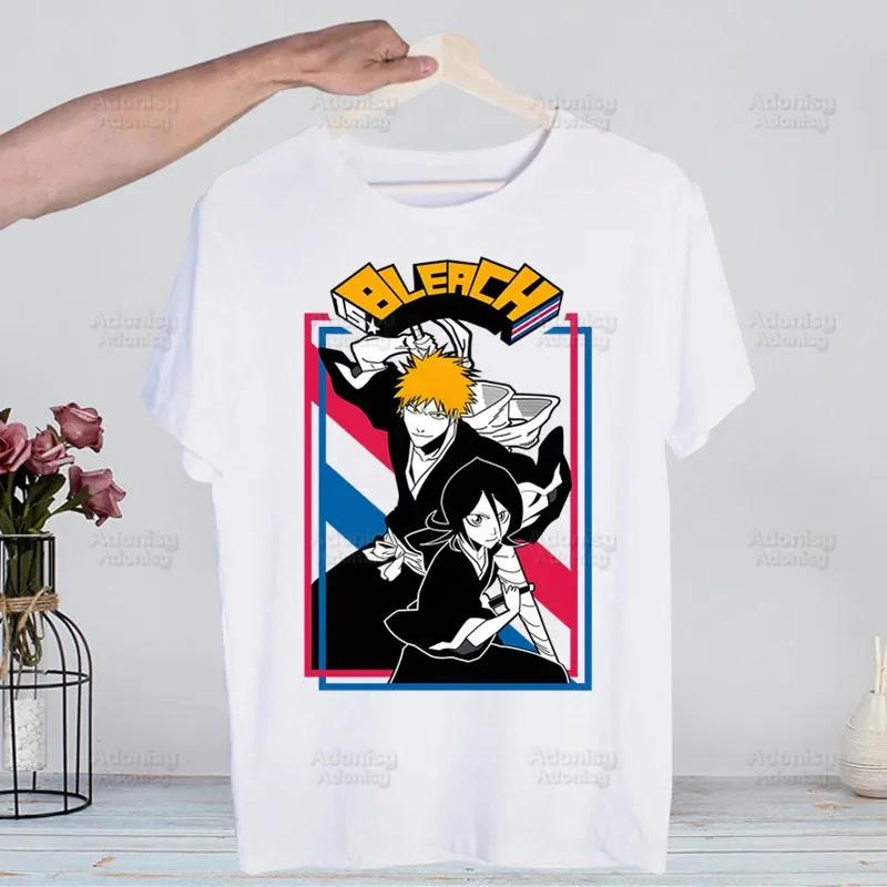 Bleach Kurosaki Ichigo Manga Anime Harajuku T-shirts Summer Men Hip Hop Funny Tshirt Streetwear t shirts Short Sleeve Tops