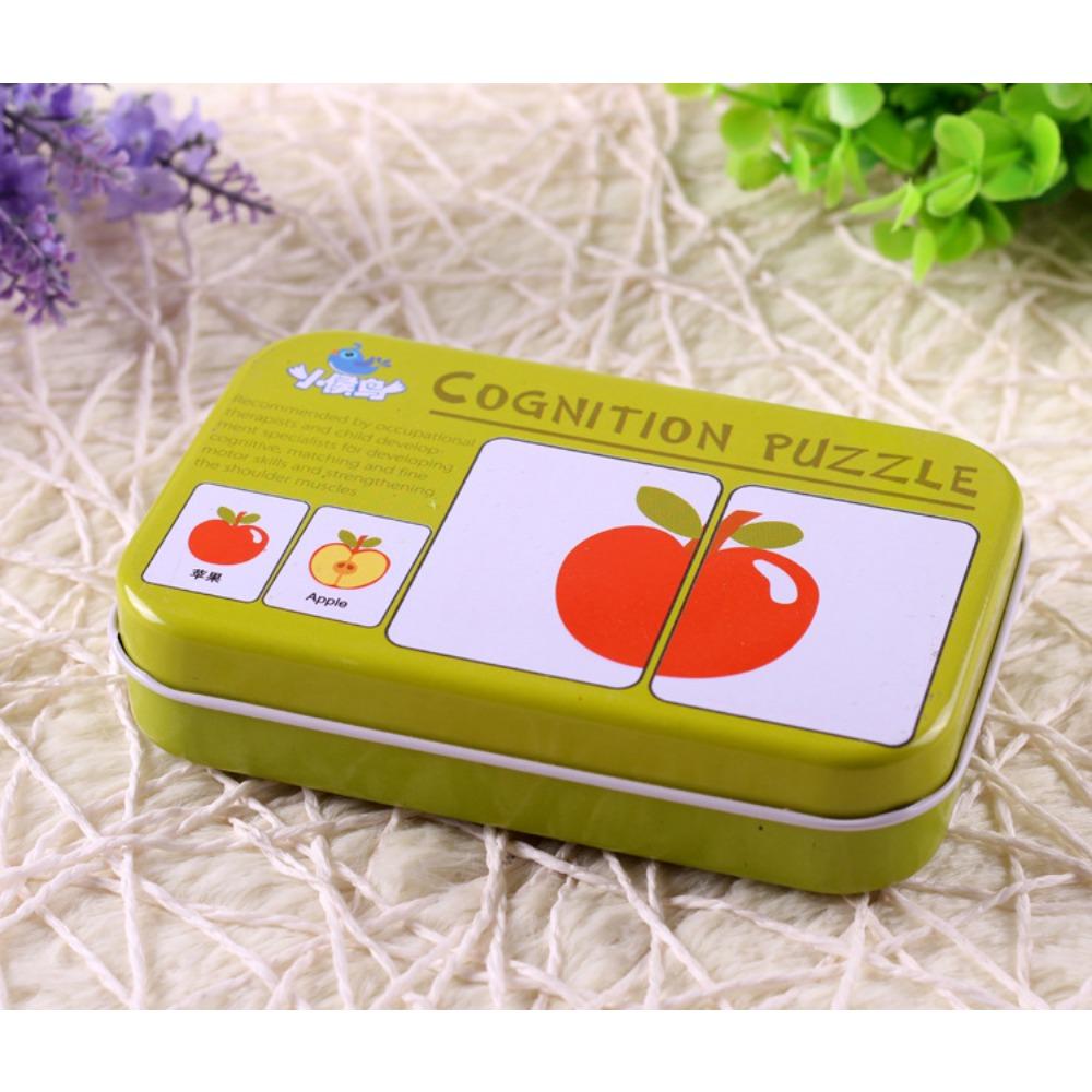 Tin Box Early Education Matching Card Baby Enlightenment Cognition 0-3 Years Old Can't Tear Literacy Card Toy