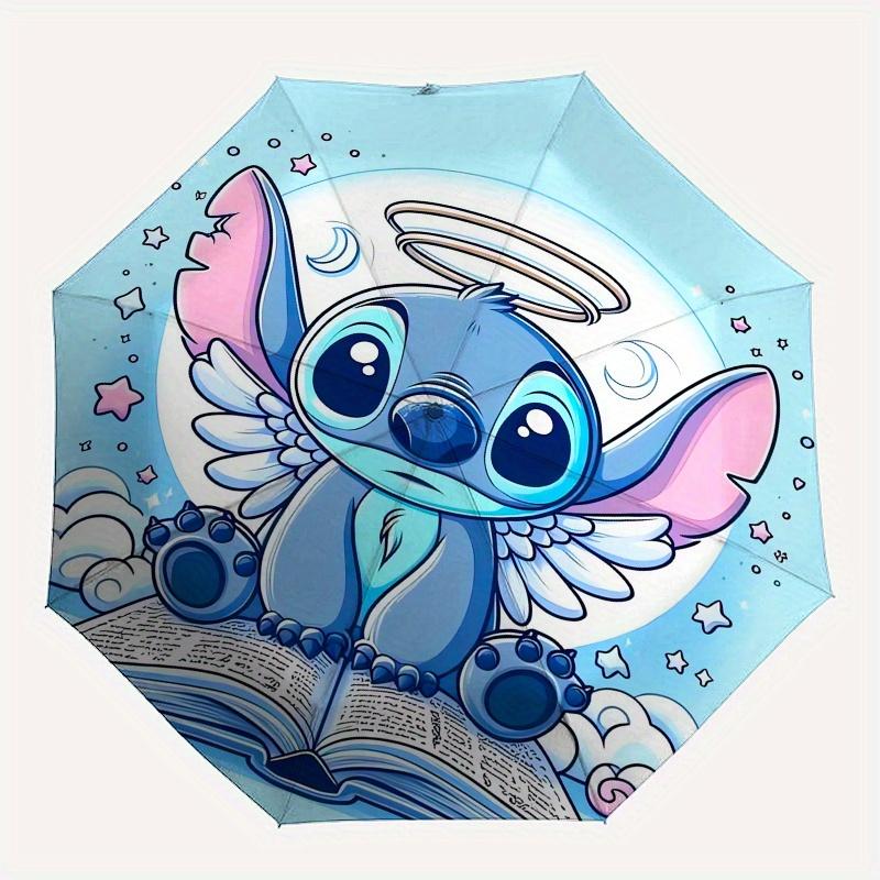 Angel Stitch,Cartoon Character Themed folding umbrella, the best choice for gift giving, 8 ribs, casual, durable, lightweight and portable t