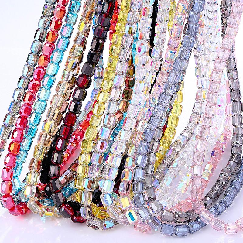 8mm Glass Column Beads Crystal Barrel Faceted Loose Spacer Craft Beads for Bracelet Necklace Earring Wind Chime Jewelry Making