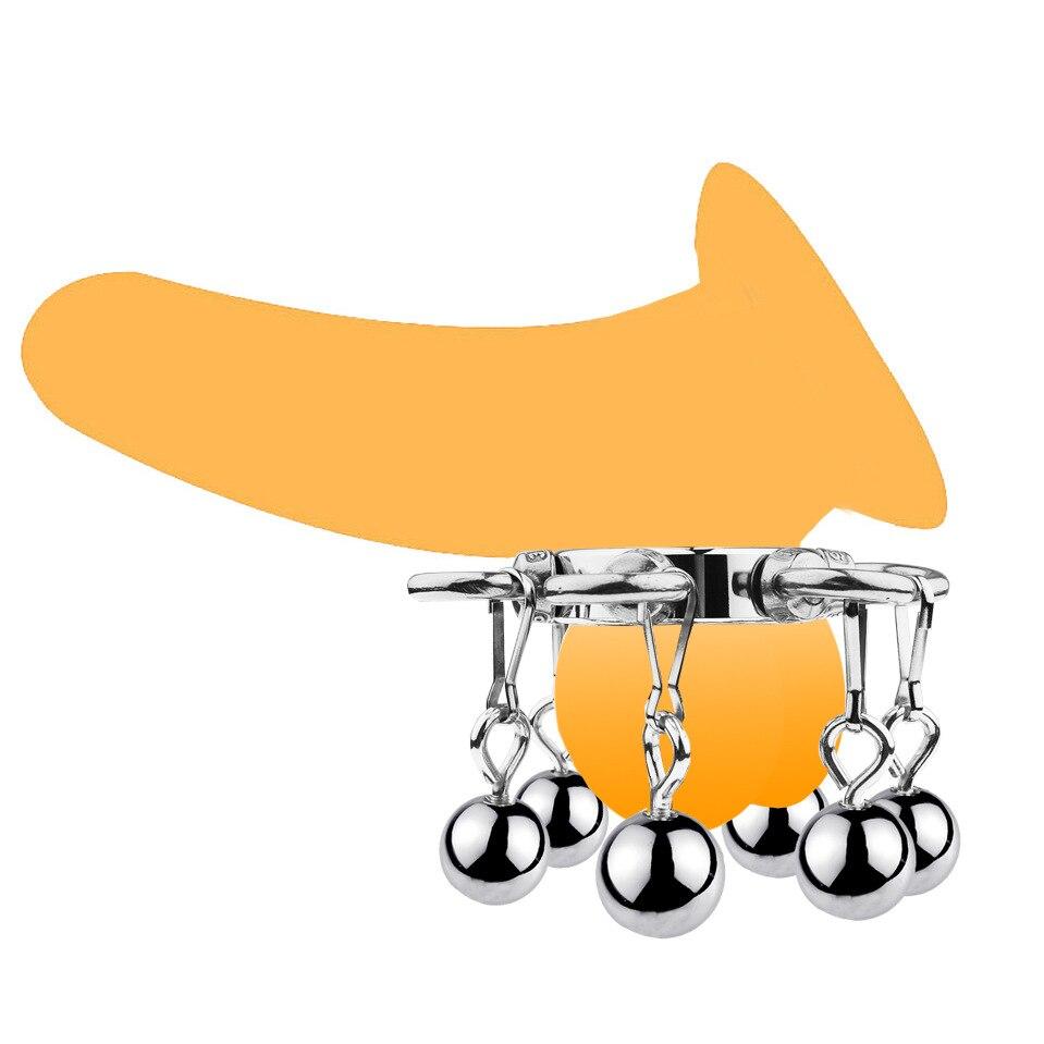 Sexleketøy for voksne Pungenheng Penisring Metall Rustfritt stål Hanebur Strekkøvelse Mannlig onanileketøy