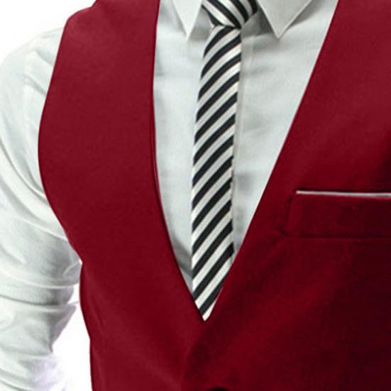 Draktvest Ermeløs Lommer Ensfarget Enkel Herre Formell Business Vest Arbeidsklær