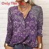 Streetwear Geometric Pattern Long Sleeve T Shirt For Women With V Neck Casual Fit