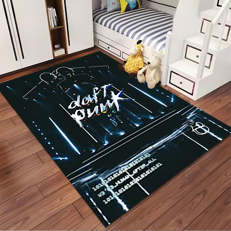 Minimalist Foo Fighters Inspired Collage Area Rug, Non-Slip Washable Throw Carpet for Living Room Bedroom Entryway Home