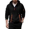 Men's  Loose  Leisure  American Style  Zipper  Multiple Pockets  Hooded Hood  Hoodie