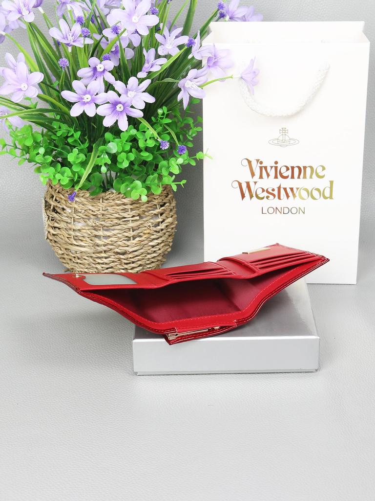 Portefeuille pliant triple pour femme 2025: Cuir Véritable de Vachette, Westwood, Design Embossé Cœur