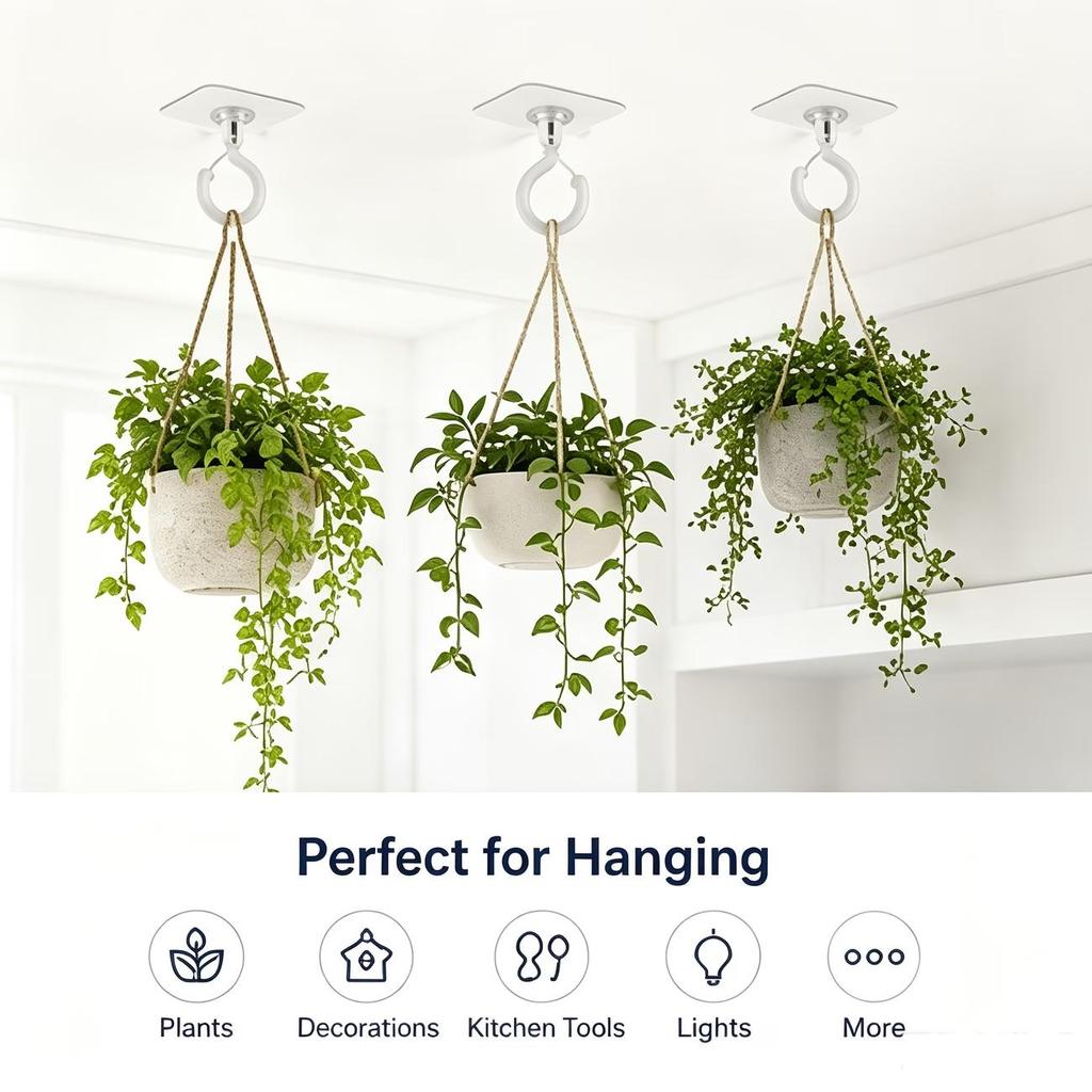 360 Degree Rotatable Wall Hooks Removable Hanging Hooks for Home Kitchen Bathroom Bedroom and Garden