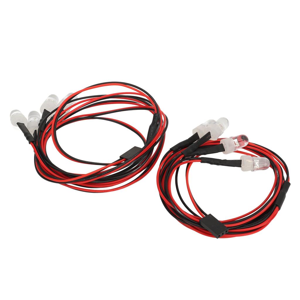 2 Stück RC Auto Universelles Umrüstlicht 7,4V 8mm 2 Rote LEDs und 2 Weiße LEDs RC Beleuchtungsset