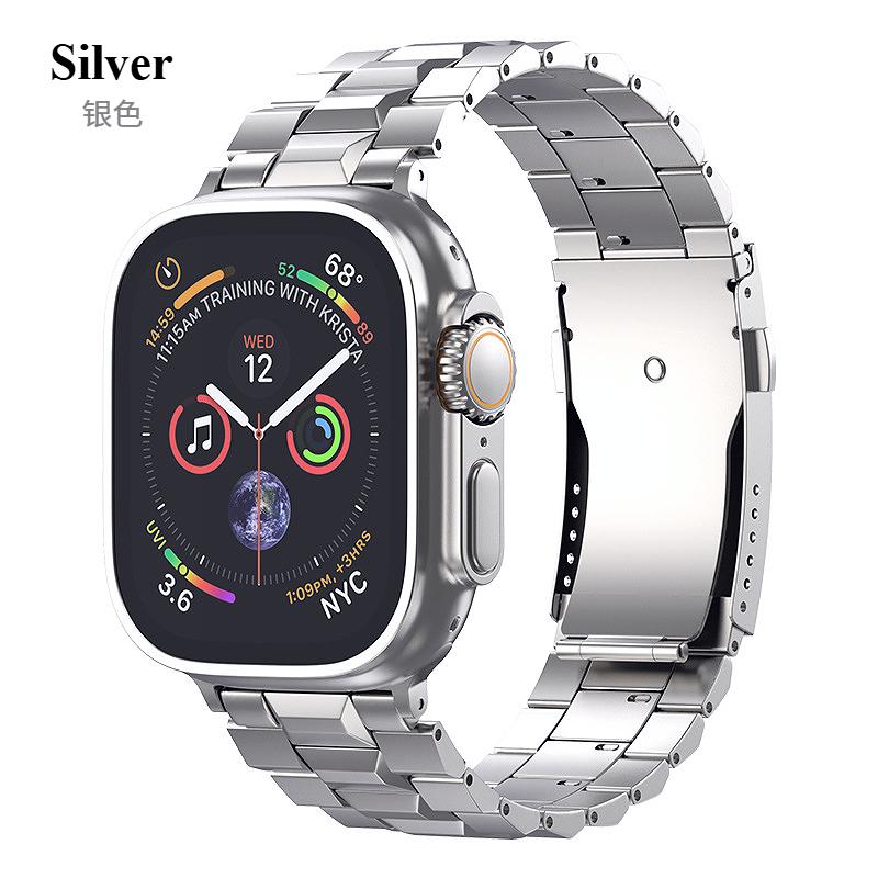 

Бизнес титановый ремешок для Apple Watch Series 10 46 мм 42 мм 45 мм 44 мм iWatch Ultra 49 мм браслет SE с застежкой-черепахой съемный титановый ремешок Ultra1/2 49mm серебряный