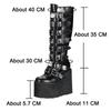 Damen Cosplay Stiefel Designer Metallschnalle Gothic Dicksohlige Plateau Stiefeletten Punk Stil Ritterstiefel für Damen Kniehohe Stiefel