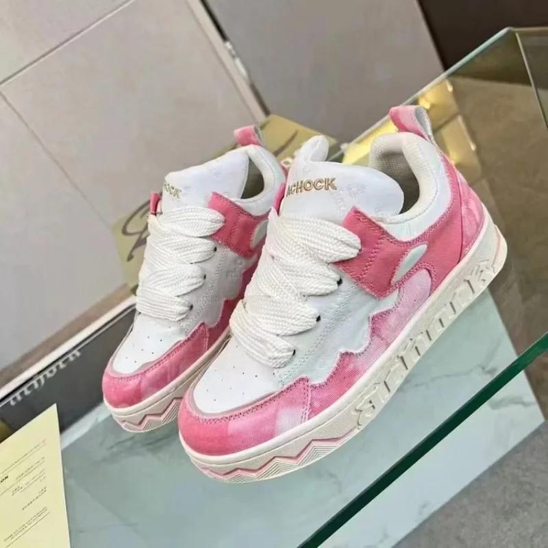 2025 Spring New Thick-Soled All-Match Casual Sneakers Female Couple National Trend Niche Denim Blue Couple Bread Shoes Male