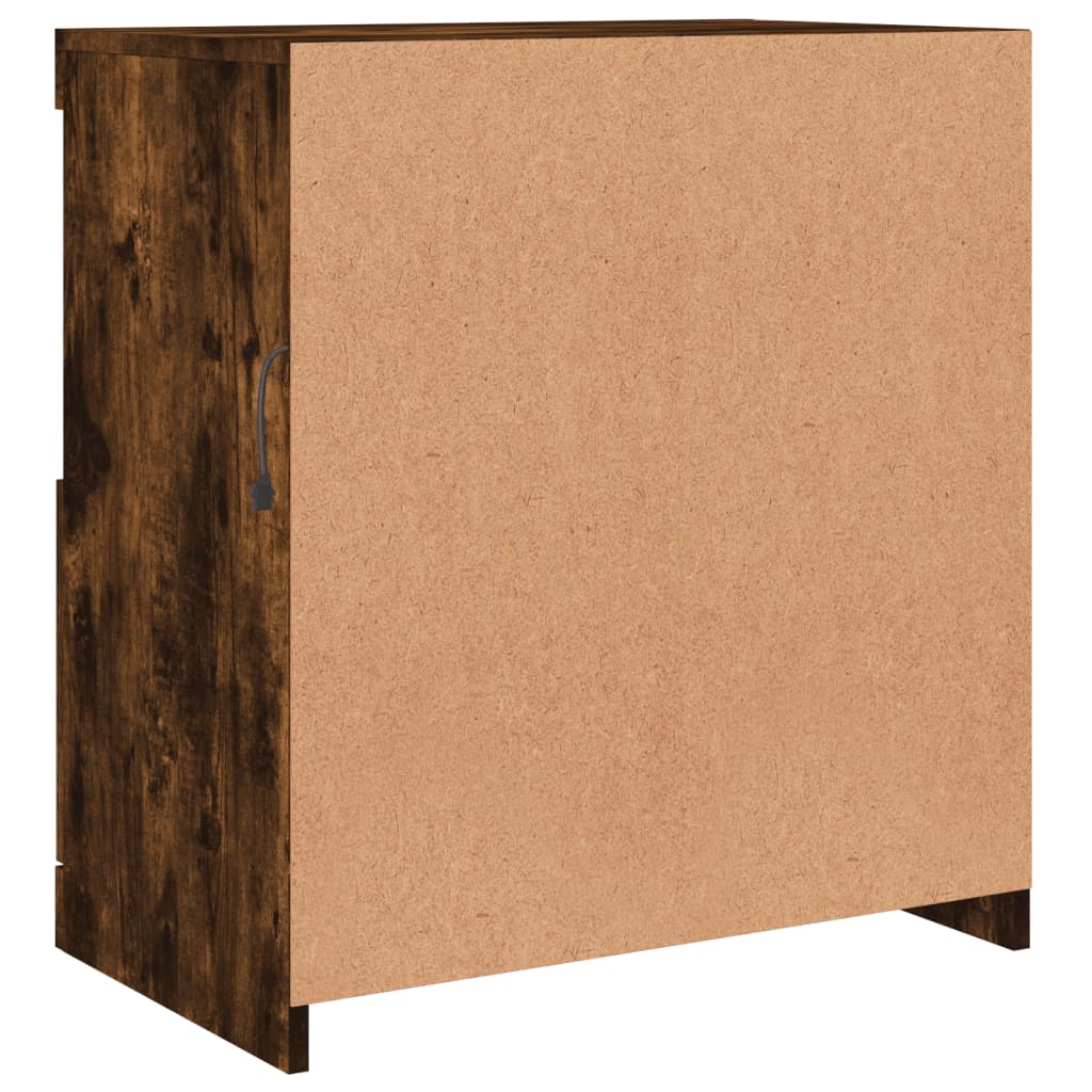 Sideboard with LED Lights Smoked Oak 60 x 37 x 67 cm