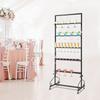 5-Tier 40-Cup Champagne Glass Rack, Black Iron Display Stand for Bar, Wall Mount Wine Glass Holder Shelf, Storage Organizer