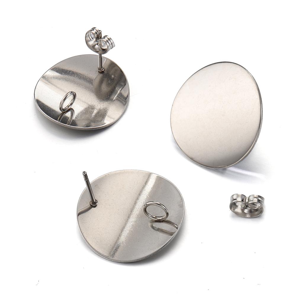 

No Fade 10pcs Stainless Steel Round Bent Curved Ear Studs Gold Color Earring Base Earrings Plug for Jewelry Making DIY Supplies