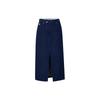 Levis Dunhuang Series Casual Solid Color Vintage Split Hem Denim Maxi Skirt Women Skirts Dark-Blue A7794-0000