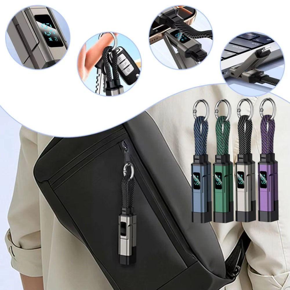 With V/A/W Display 65W Keychain 4 In 1 Portable Fast Charging Cable  Mobile Phone