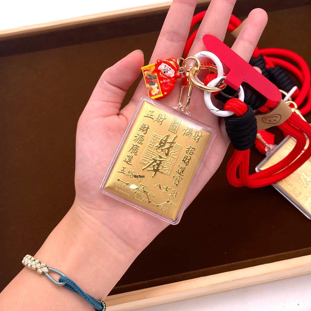 Pure Gold Golden Keychain: Source of Abundant Wealth - Golden Foil Pendant Gift for Friends Gold Foil