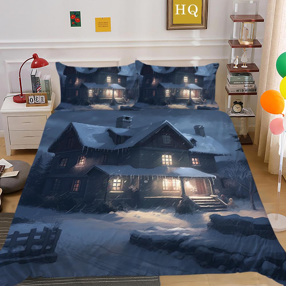 Christmas Printed Bedspreads Twin Size Microfiber Bedding Cover Teens Luxury Design Fashion Duvet Cover Set