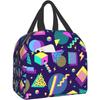 Colorful Abstract 80s Style Portable Lunch Bag For Women Men Insulated Cooler Tote Bag Reusable Lunch Box For Travel Picnic Work