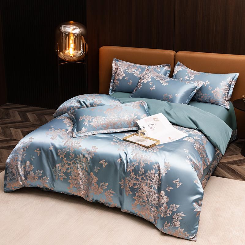 New 3pcs Duvet Cover and Pillow Case Set No Filling European Light Luxury Jacquard Woven Polyanthous Type Family Bedroom Bedding