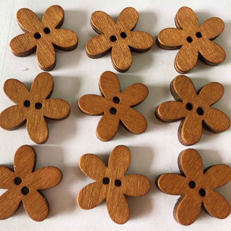 

Retro Baked Paint Heart-shaped Foreign Trade Wooden Button, Personalized DIY Wooden Button 10pcs разноцветный