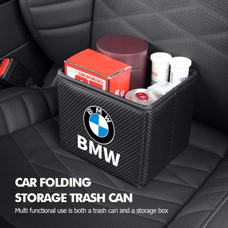 2025 Hot Car Trash Can Portable Foldable Storage Leather Garbage Bucket For BMW E46 E90 E60 F10 E39 F30 E36 E87 E90 E30 E53 F31