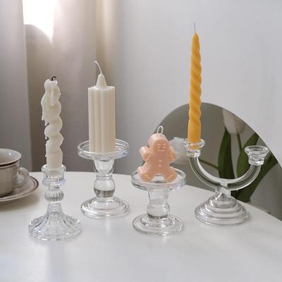 Roman Light Luxury Crystal Candle Holder - French Retro Glass for Aromatherapy and Wedding Decor.