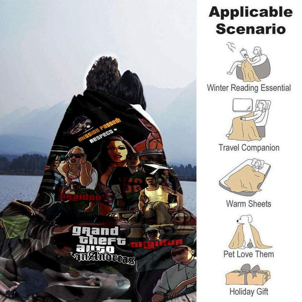 1 szt. Miękki koc flanelowy Grand Theft Auto z designerskim nadrukiem Przytulny koc na każdą porę roku, idealny na sofę, łóżko, do biura