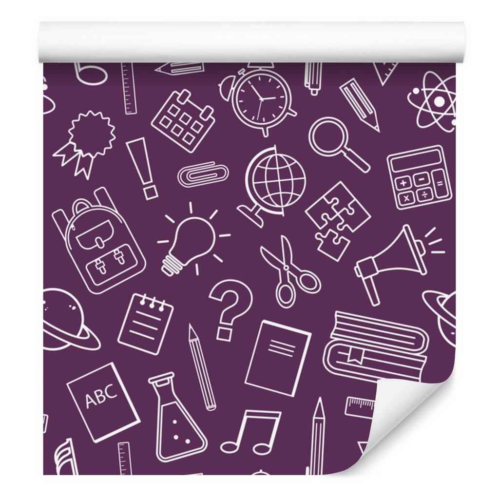 Wallpaper School Supplies Purple and Plum for Living Room and Bedroom 50x1000