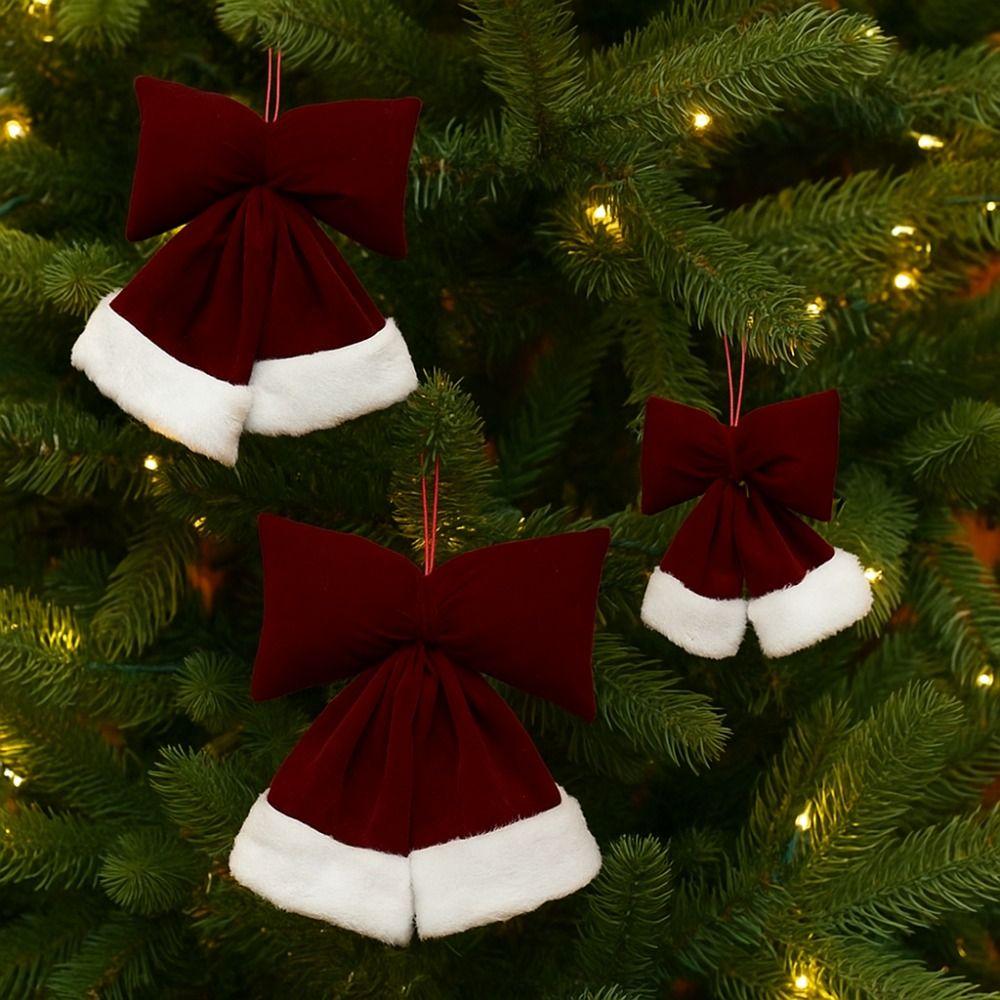 Soft Christmas Tree Bowknot Wine Red Bowknot Hanging Ornament  Home Decoration
