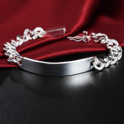 Pulsera clásica de plata de ley 925 con laterales lisos, joyería con dijes de moda