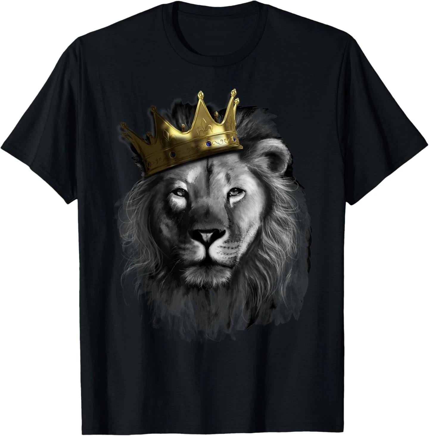 King Lion With Crown Street Art T- Shirt L