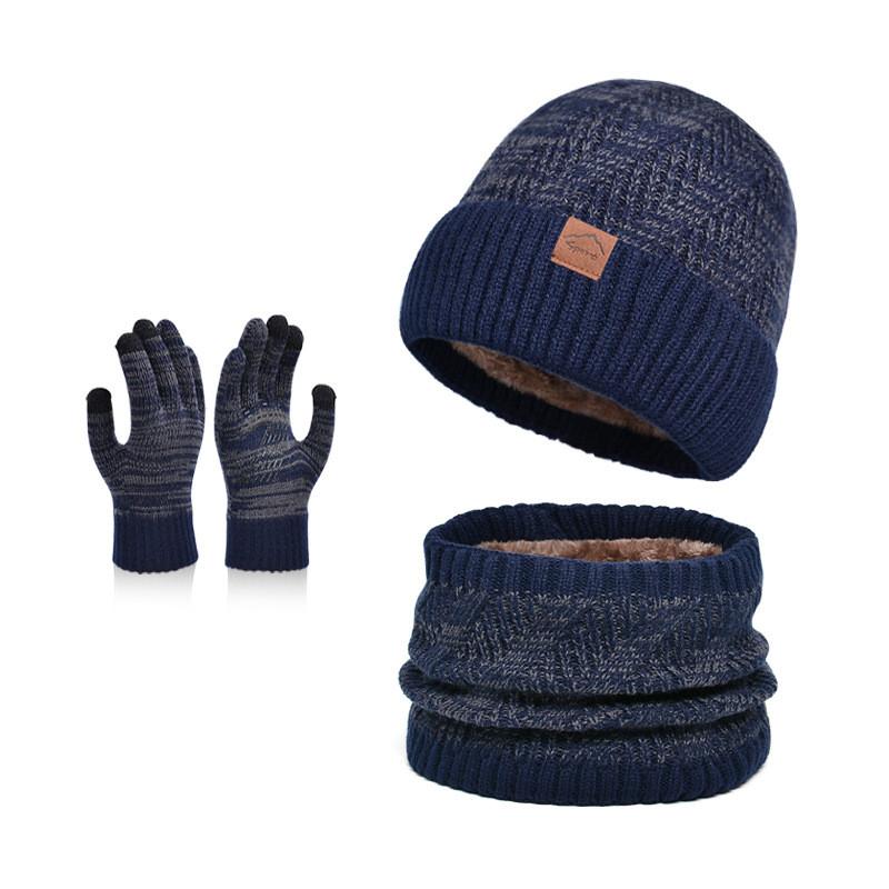Knitted Winter Hat And Gloves Set With Fleece Lining For Men And Women