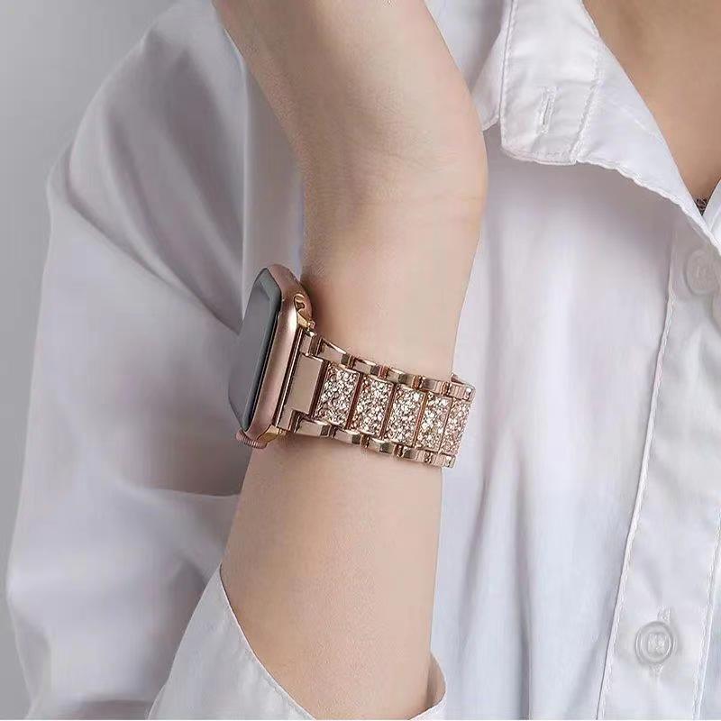 Luxury Bling Diamond Strap for Apple Watch Band 40mm 45mm 44mm 41mm 42mm 38mm Metal Belt for Iwatch Series 7 SE 6 5 4 Women Bracelet