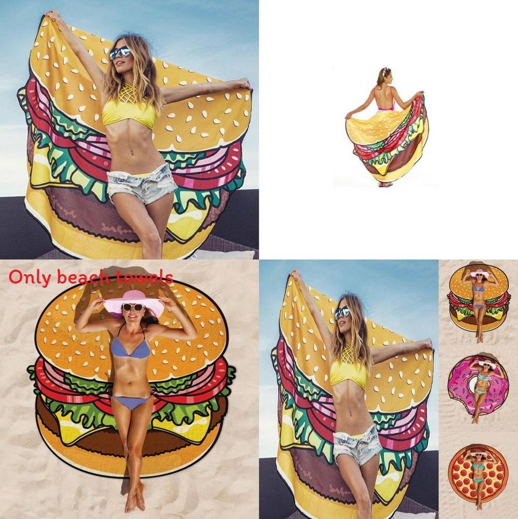 Hamburgers Donuts Pizza Design Beach Towel For Kids And Adults With Polyester Fabric For Pool And Beach Use