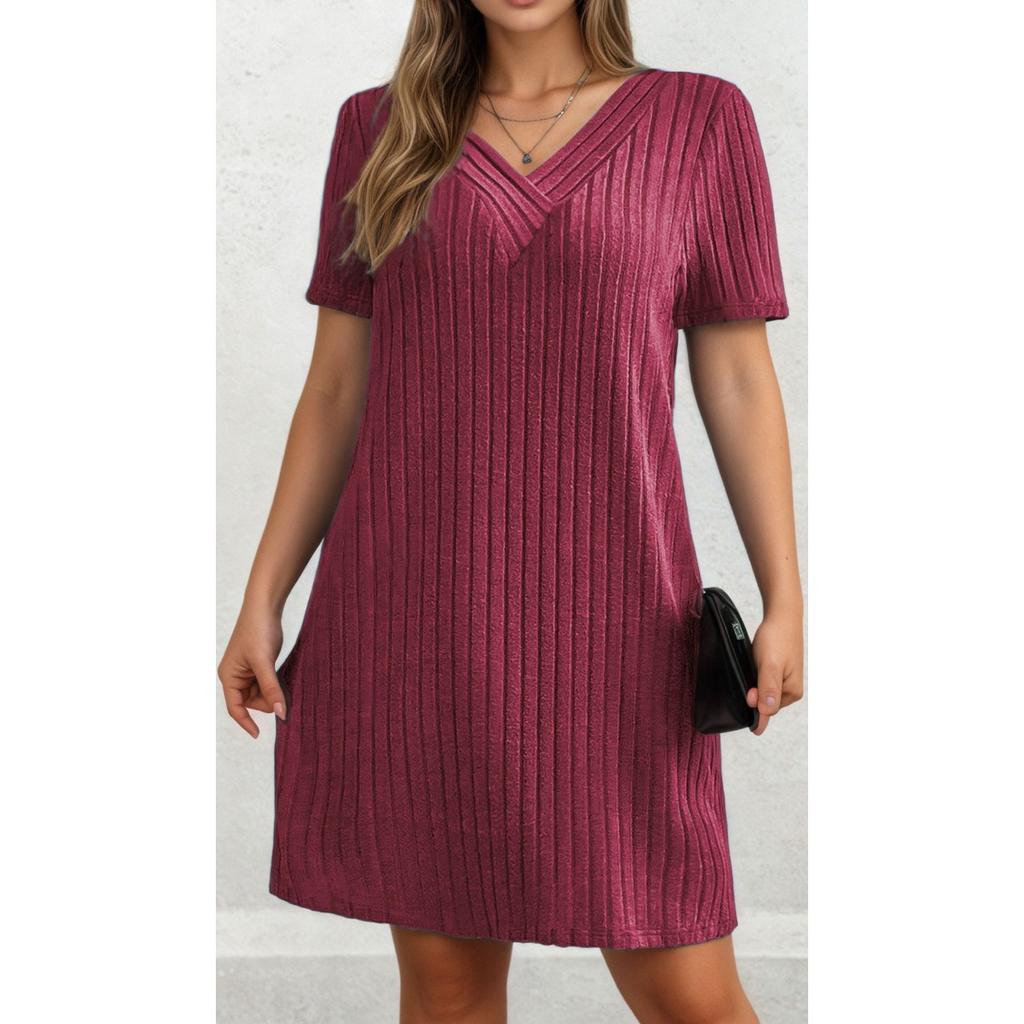 Summer New V-neck Short Sleeve Dress Elegant Plus Size Women's Dress For Leisure Wholesale