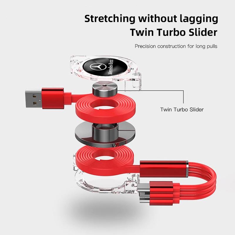 VRN2   Car Fast Charging Micro USB Type-C 3-in-1 Data Cable For Mercedes Benz AMG W204 W205 W203 W211 W212 W213 W201 W210 W124 W126